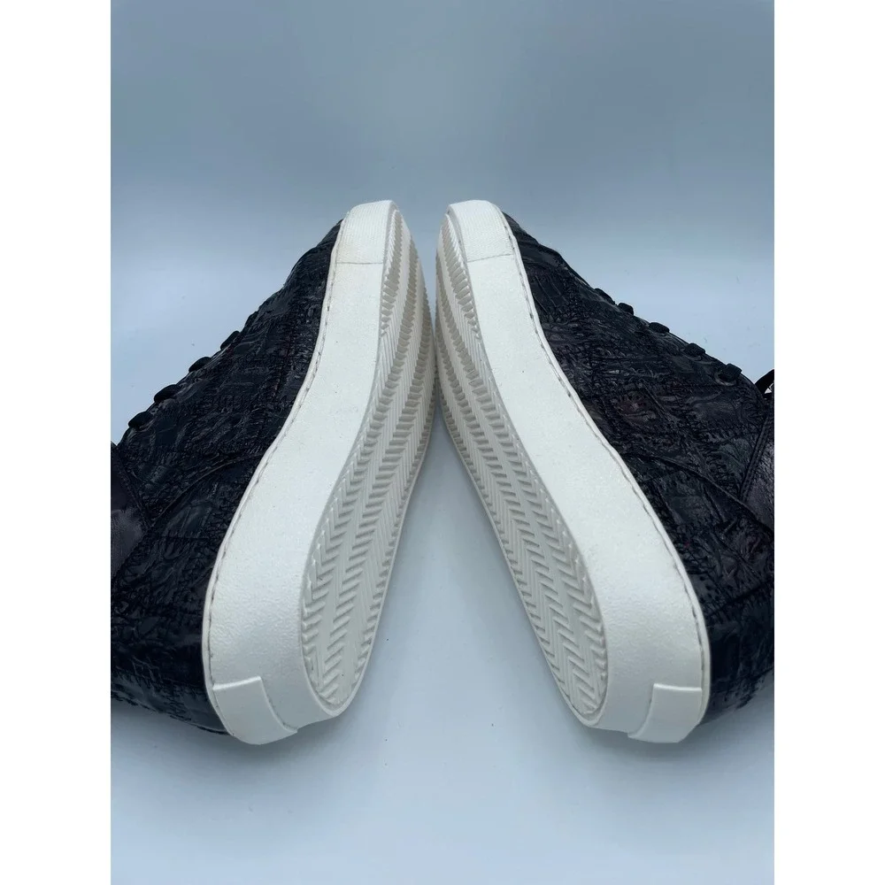 Belvedere Mens Black Cherry Crocodile Leather High Top Sneakers Vero Y01‎ Size 8